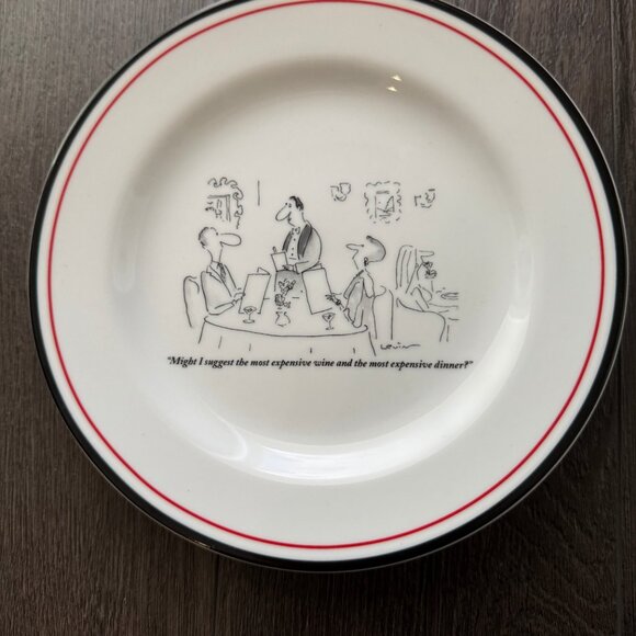 LOT OF 6 THE NEW YORKER CARTOON COMIC WINE THEME PLATES RESTORATION HARDWARE - Picture 5 of 16